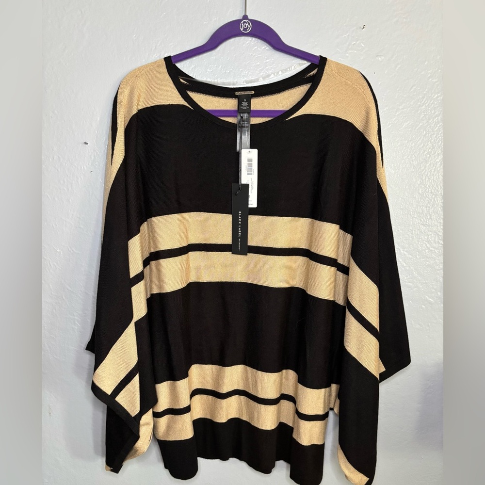 Black label by Chicos sweater. women’s SZ 3. XL Stripes rayon/poly/cashmere